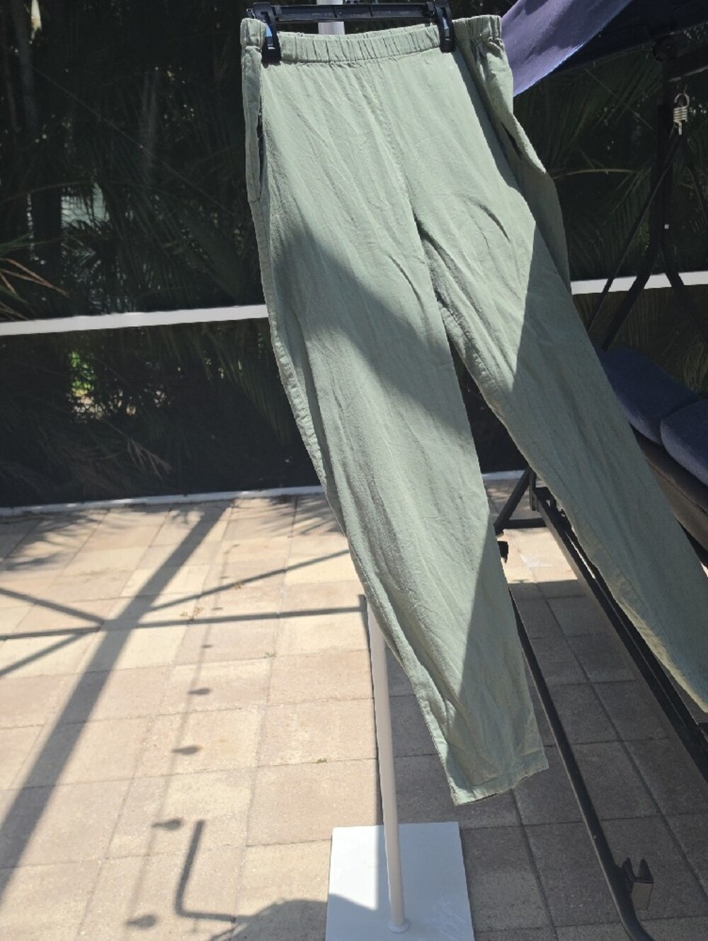EILEEN FISHER 100% Organic Cotton Sage Green Elastic-Waist Joggers - Picture 4 of 6